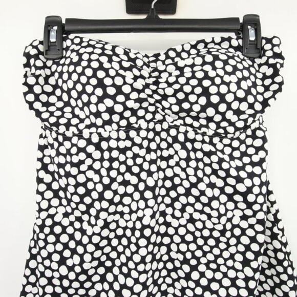Lands' End Black White Polka Dot Strapless Swim Tankini Top Babydoll Style 8 - Picture 2 of 8